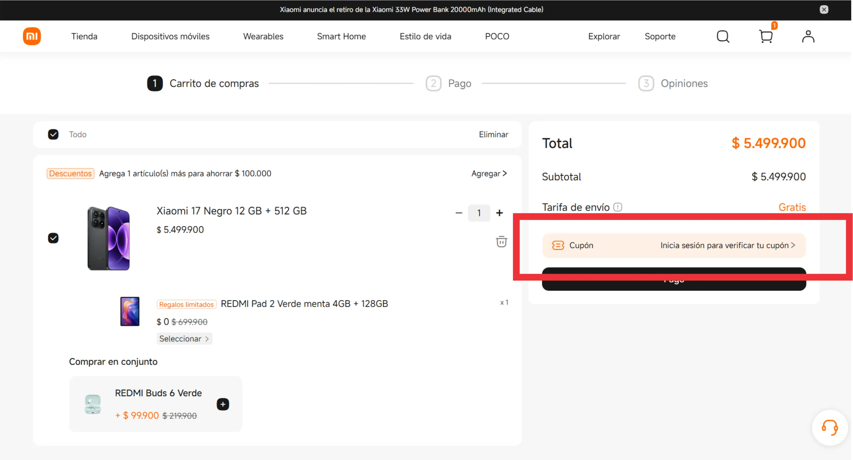 Descuento Cupón descuento Xiaomi Colombia