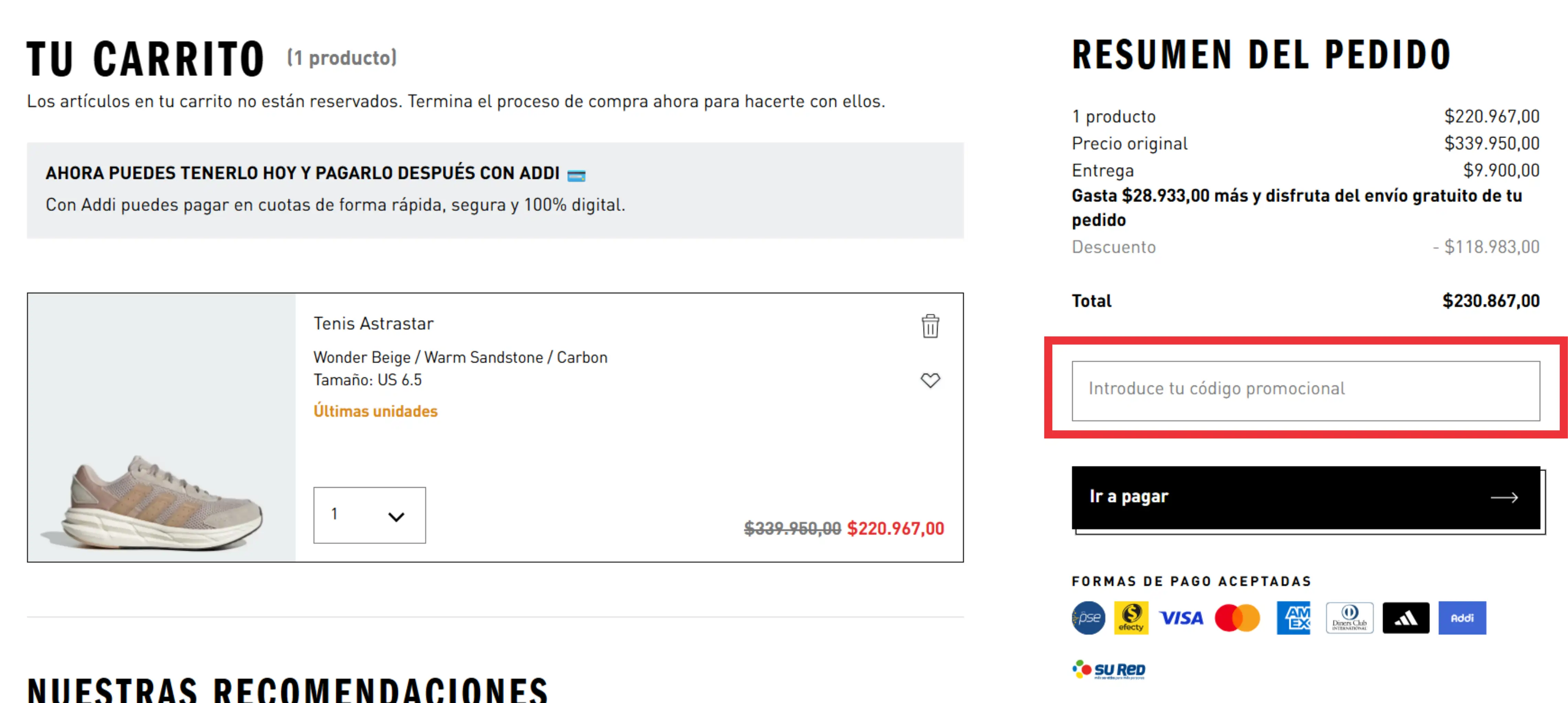 Descuento Códigos Promocionales adidas Colombia